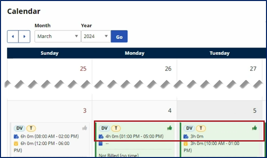 Patient Calendar – Suggested Schedule Times
